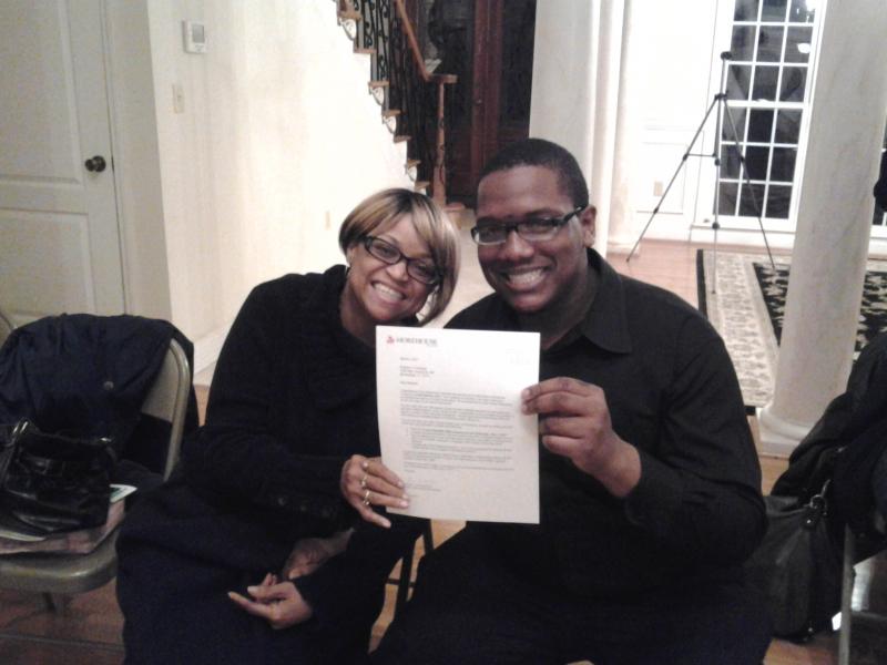 Brandon and Sister LaShawn celebrate his acceptance into Morehouse
